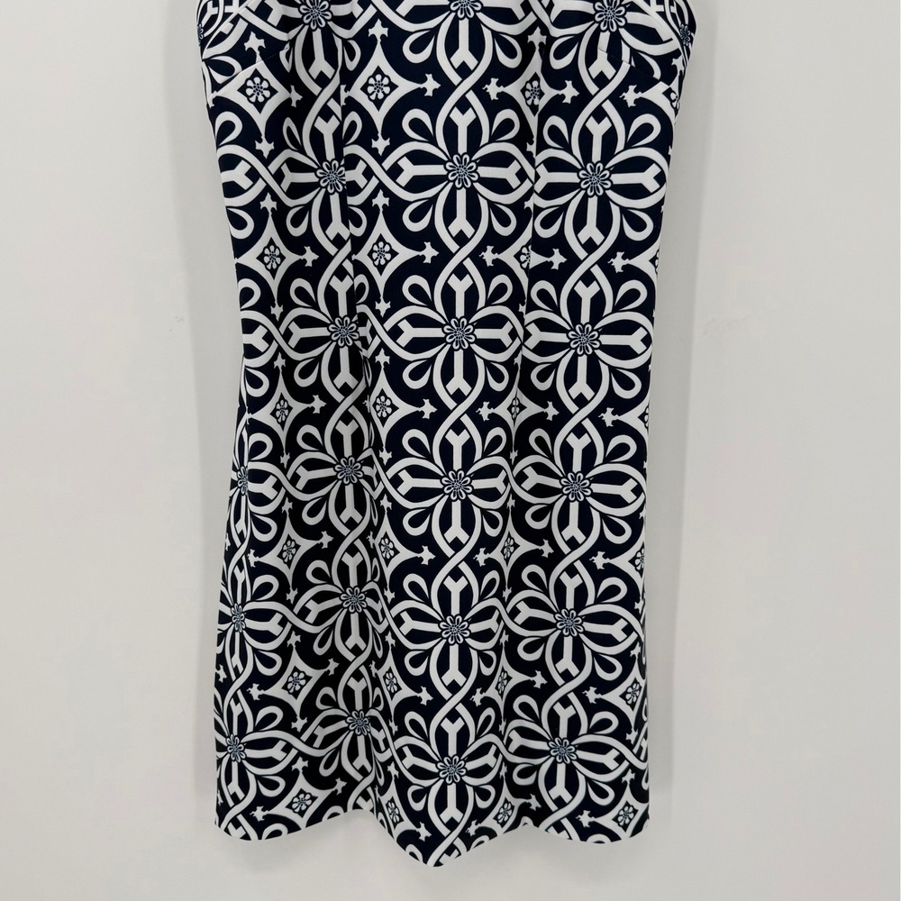 Gretchen Scott Jersey Isosceles Dress Medium Navy White Geometric Sleeveless - Picture 3 of 8